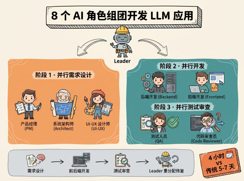 企千虾8个AI角色组队开发LLM对话应用对比示意图.jpg
