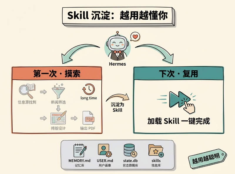 Hermes技能Skill沉淀机制示意图.jpg